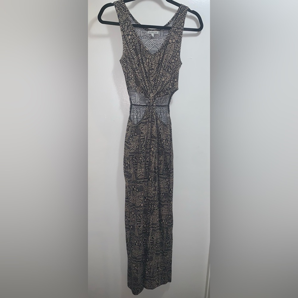 Tan and black maxi dress